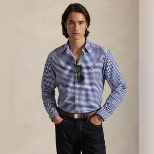 Polo Ralph Lauren Classic Fit Gingham Oxford Shirt Blue Green White Size XL